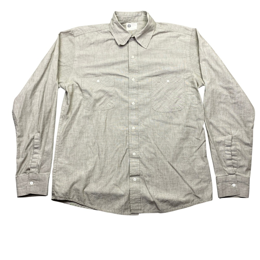 AG Jeans Mens Button Down‎ Shirt Long Sleeve Gray Cotton Pocket Casual Size XL